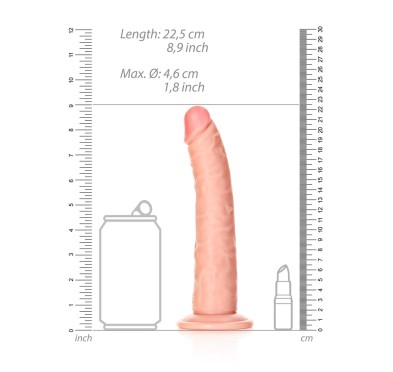 RealRock - Cienkie realistyczne dildo z przyssawką 20,5 cm